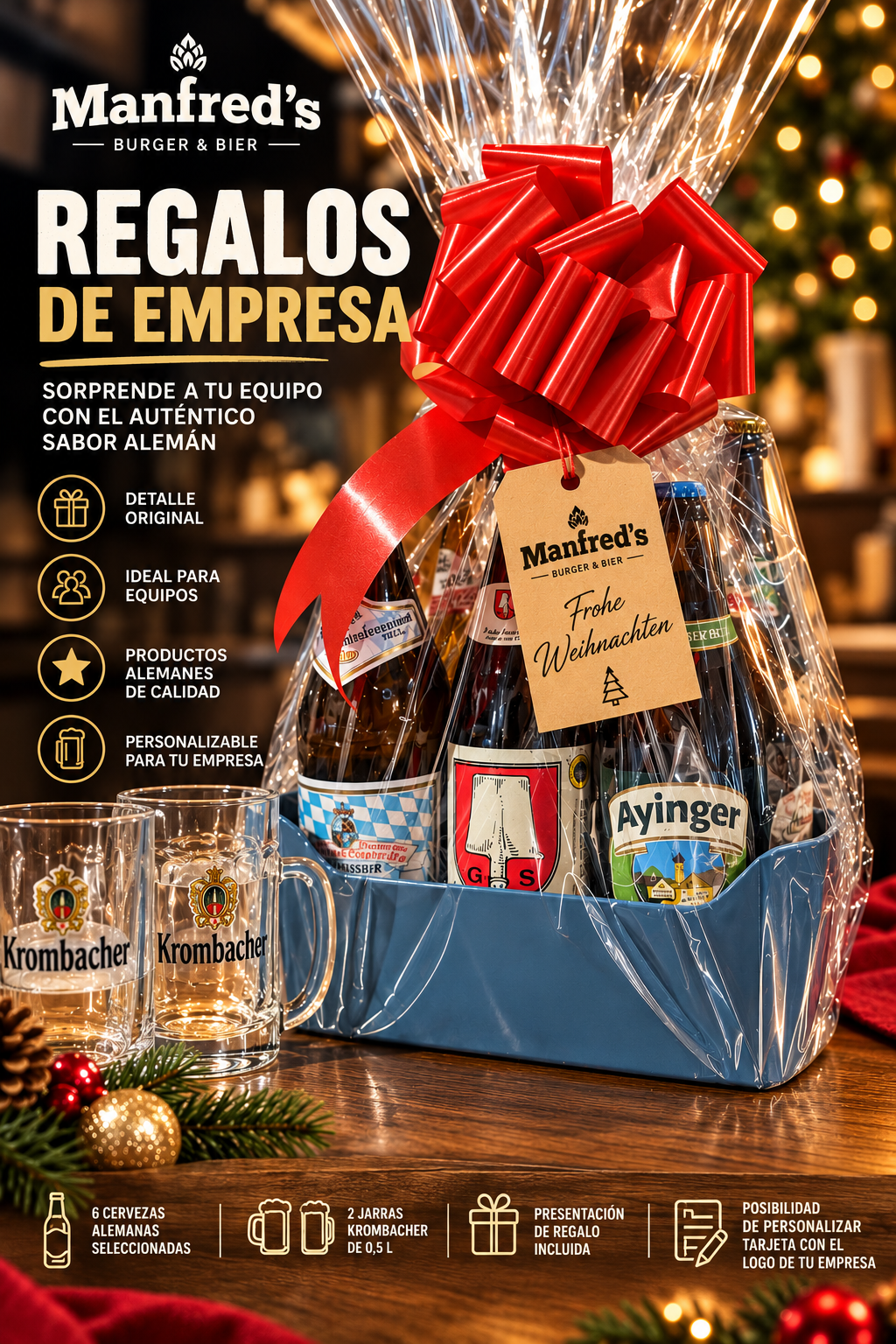 Cartel de la oferta «Especial Cestas de Navidad Alemanas»
